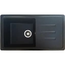 Гранітна кухонна мийка Romzha Trei 78 Antracit (902) з крилом