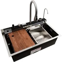 Кухонна мийка Platinum Handmade Водоспад 75x45М сатин