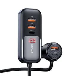 Адаптер автомобільний USAMS Digital Display Fast Car Charger US-CC213 C40 |3USB/2Type-C, 165W|