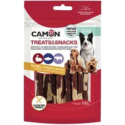 Полоски Camon Treats & Snacks из кролика, трески и коровьей кожи, 12-13 см, 100 г