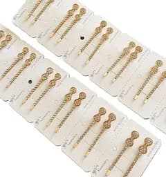 Набір заколки-невидимки з бантиком та стразами 24 шт Золотистий