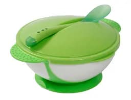 Тарелка на присоске Lindo, с термоложкой, 250 мл, салатовый (А 50 зел)