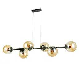 Люстра Levistella 7841021-6 BK+BR сучасний підвіс із коричневими плафонами кулями, 6 ламп Е27