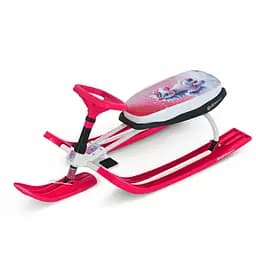 Снегокат MS 1778-10 Unicorn: Низкая рама, мягкое сиденье из экокожи 45х21см (2 положения), руль, металлопластик, бело-розовый