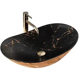 Умивальник Rea Royal In Black Marble Gold накладний REA-U8008, Чорний
