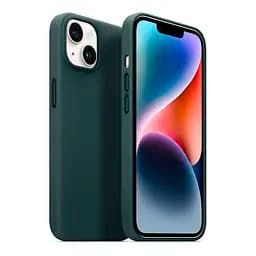 Кожаный чехол-панель для Apple iPhone 14 Plus, FAKE Leather Case, зеленый, искусственная кожа, премиум, противоударный, защита всего корпуса, с мягкой подкладкой, поддержка MagSafe и беспроводной зарядки, ArmorStandart (ARM64396) - мініатюра 3