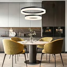 Сучасна люстра на два кільця 80+60 см у чорному каркасі | Line F | Арт. YO18-800+600 BK