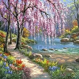 Алмазна вишивка 30x30 на підрамнику повна викладка Весняне натхнення пейзаж