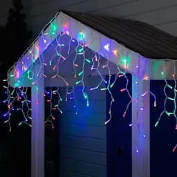 Новорічна святкова гірлянда бахрома 120 Led прозорий провід 3х0.5 м холодний білий  - мініатюра 6