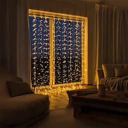 Новогодняя гирлянда штора GarlandoPro 3х2 м 144 комнатная Желтый свет ZWM32144LEDY
