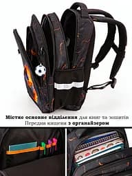 Ортопедичний рюкзак School Standard 3 в 1 з пеналом та мішком для хлопчика  475 гр 17,5 літрів Чорний з помаранчевим - мініатюра 6