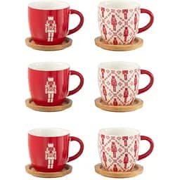 Комплект чашек J-line рождественские с щелкунчиком 6 шт. (49236)