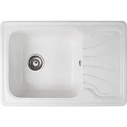 Гранітна кухонна мийка Romzha Rasa 64 Biela (102) з крилом