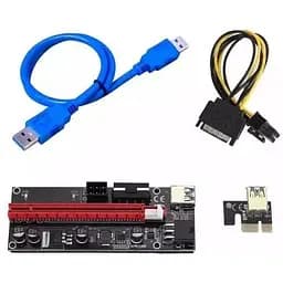 Райзер PCI-E x1 x16 6pin Molex SATA USB 3.0 AM-AM 0,6 м RZRver9S