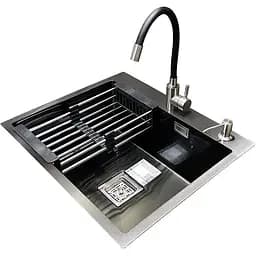 Комплект мойка+смеситель Romzha Arta Nova U-550 Max BL(C)