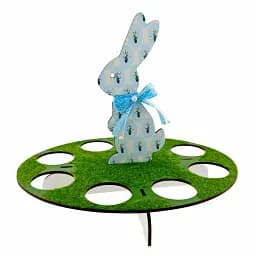 Великодня підставка зелена з зайчиком на 8 яєць