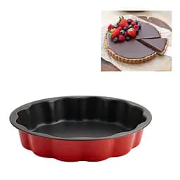 Форма для випікання пирога з тефлоновим покриттям, кругла, з хвилеподібними краями (діаметр 29.5 см), Kitchen Master Червоний 87558