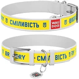 Нашийник для собак Waudog Design шкіряний з QR паспортом малюнок Сміливість L