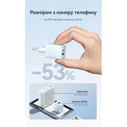 Зарядний пристрій Vention 1xUSB-C PD30W + 1xUSB QC3.0 30W GaN white (FEQW0-EU) - мініатюра 5