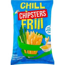 Соломка картофельная соленая Chipster's Зеленый лук 55 г + соус сырный 15 г