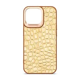 Кожаный чехол для Apple iPhone 14 Pro Max, Harder Crocosaur, бежевый, термополіуретан ТПУ + экокожа с текстурой крокодила, панель, защита корпуса, противоударный, микрофибра, рамка вокру камеры, защита всего корпуса, (ARM76727)