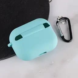 Силіконовий футляр з мікрофіброю для навушників Airpods Pro Бірюзовий / Marine Green - мініатюра 4