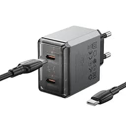 МЗП Borofone BN21 Lena PD40W+QC3.0 (2USB-C) + кабель Type-C to Type-C Metal gray - мініатюра 4