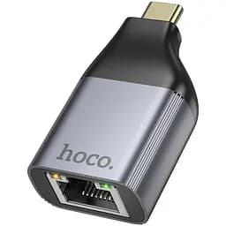Адаптер переходник Hoco UA35 Type-C to RJ45 metal grey