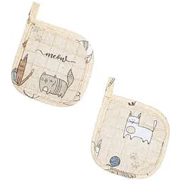 Набор прихваток Home Line Кот на кухне 15x15 см 2 шт. бежевый (179697)