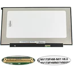 Матриця 17.3" NV173FHM-NX1 1920х1080, 40pineDP, IPS, 120HZ, LED, SLIM без планок та вушок, матова, роз'єм справа внизу для ноутбука