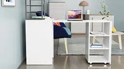 Стіл-тумба трансформер Смарт 4/1 з етажеркою Ferrum-decor 1430x1450x500 Чорний метал ДСП Біле 16 мм (FRD-105123) - мініатюра 7