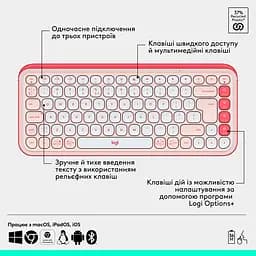 Комплект клавіатура та миша Logitech POP Icon Combo Bluetooth UA Rose [920-013142] [121100] - мініатюра 13