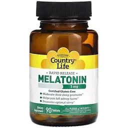 Натуральна добавка Country Life Melatonin 3 мг 90 пігулок