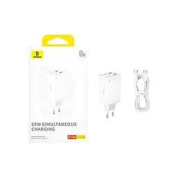 Мережевий зарядний пристрій Baseus GaN6 Pro Fast 2C+2U 65W Cable Type-C to Type-C 1m білий P10162701213-00 - мініатюра 6