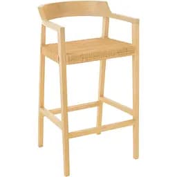 Барний стілець J-LINE з дерева тик із сидінням з очерету натурального кольору (43756)