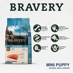 Сухий корм для цуценят дрібних порід Bravery Salmon Mini Puppy з лососем 600 г - мініатюра 4