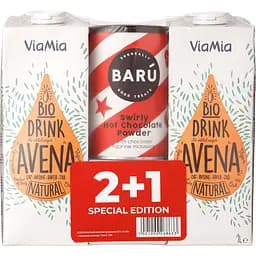 Набір: напій вівсяний Via Mia органічний 2 л (2 х 1 л) + розчинний шоколад Baru Swirly 250 г 