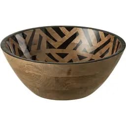 Блюдо салатник J-LINE из дерева манго бежево-черного цвета диаметр 30 см Бельгия (43970)