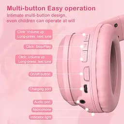 Накладні навушники Onikuma Bluetooth Gaming CAT with LED B90, 800mAh, BT5.0, AUX, 800mAh, 15h, pink - мініатюра 2
