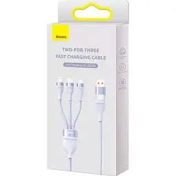 Кабель Baseus Flash Series Ⅱ 3-in-2 Cable USB+Type-C to MicroUSB+Lightning+Type-C 100W 1.2m CASS030105 Purple - мініатюра 6