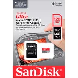Карта пам'яті SanDisk microSDXC 128GB UHS-I U1 Class 10 V30 A1 Ultra + SD adapter (SDSQUAB-128G-GN6IA) [122146] - мініатюра 5