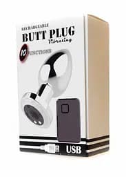 Анальная пробка с вибро Rechargeable Butt Plug USB 10 Functions - Silver Boss Series 22-00053 95514