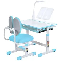 Детская парта Bambi M 6136-4 с регулируемой высотой подставкой для книги и лампой синяя
