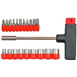 Викрутка Т-подібна Vorel з насадками і головками 20 елементів (65100)