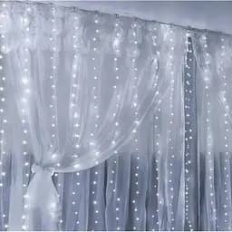 Новогодняя светодиодная гирлянда-штора Роса 3x3 м с 300 белыми LED лампочками и питанием USB