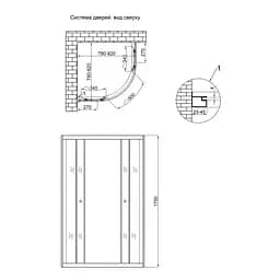 Душова кабіна Lidz Latwa SC80x80.SAT.MID.GR, скло тоноване 4 мм без піддона, Універсальна, тонований - мініатюра 2