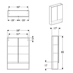 Дзеркальна шафа Geberit Selnova Square 60 см 501.264.00.1, Білий, Білий - мініатюра 2