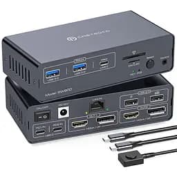 Док-станція Thunderbolt 4 кВм для 2 моніторів 2 ноутбуків або Macbook 4K 60 Гц із перемикачами