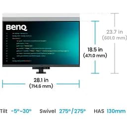 Монітор 31.5" BenQ RD320UA Metallic Grey UHD IPS 60Hz (9H.LMTLA.TBE) - мініатюра 8
