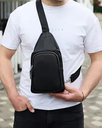 Чоловіча сумка з натуральної шкіри 18х31х7 через плече Tiding Bag 34091 чорна 18 см - мініатюра 3